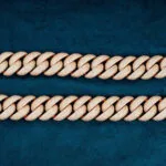 20mm Round Moissanite Cuban Link Chain Aurelon in 14K Rose Gold Closeup