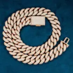 Moissanite Cuban Link Chain Aurelon - 14K Rose Gold, 20mm Round Cut