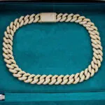 Moissanite Cuban Link Chain Bold Weave - 14K Yellow Gold, 20mm Round Cut