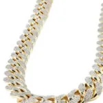 Moissanite Cuban Link Chain Gildane in 14K Yellow Gold, 20mm Round Cut