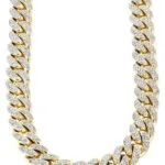 20mm Round Moissanite Cuban Link Chain Gildane in 14K Yellow Gold Front