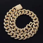Moissanite Cuban Link Chain Glimmerlink - 14K Yellow Gold, 20mm Round Cut
