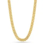 20mm Round Moissanite Cuban Link Chain Golden Twist in 14K Yellow Gold Closeup Back