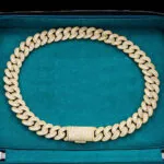 Moissanite Cuban Link Chain Lux Weave - 14K Yellow Gold, 20mm Round Cut