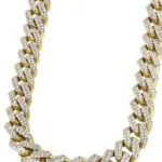 Moissanite Cuban Link Chain Opal Weave - 14K Yellow Gold, 20mm Round Cut
