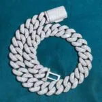 Moissanite Cuban Link Chain Glacierlink in 14K White Gold Front View