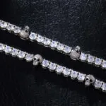 5mm Round Moissanite Tennis Chain BoldLink in 14K White Gold Closeup Chain View