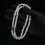 5mm Round Moissanite Tennis Chain BoldLink in 14K White Gold Closeup Full Chain View