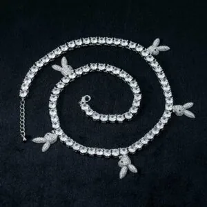 Moissanite Tennis Chain Bunnylink - 14K White Gold, 5mm Round Cut