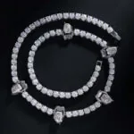 Moissanite Tennis Chain Gripstone - 14K White Gold, 5mm Round Cut