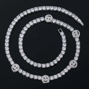 Moissanite Tennis Chain JoyLink - 14K White Gold, 5mm Round Cut
