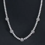 5mm Round Moissanite Tennis Chain JoyLink in 14K White Gold Closeup Full Chain View