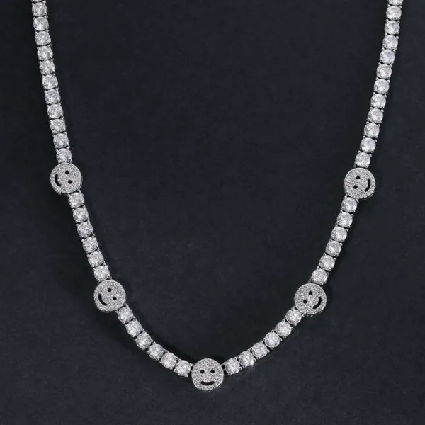 5mm Round Moissanite Tennis Chain JoyLink in 14K White Gold Closeup Full Chain View