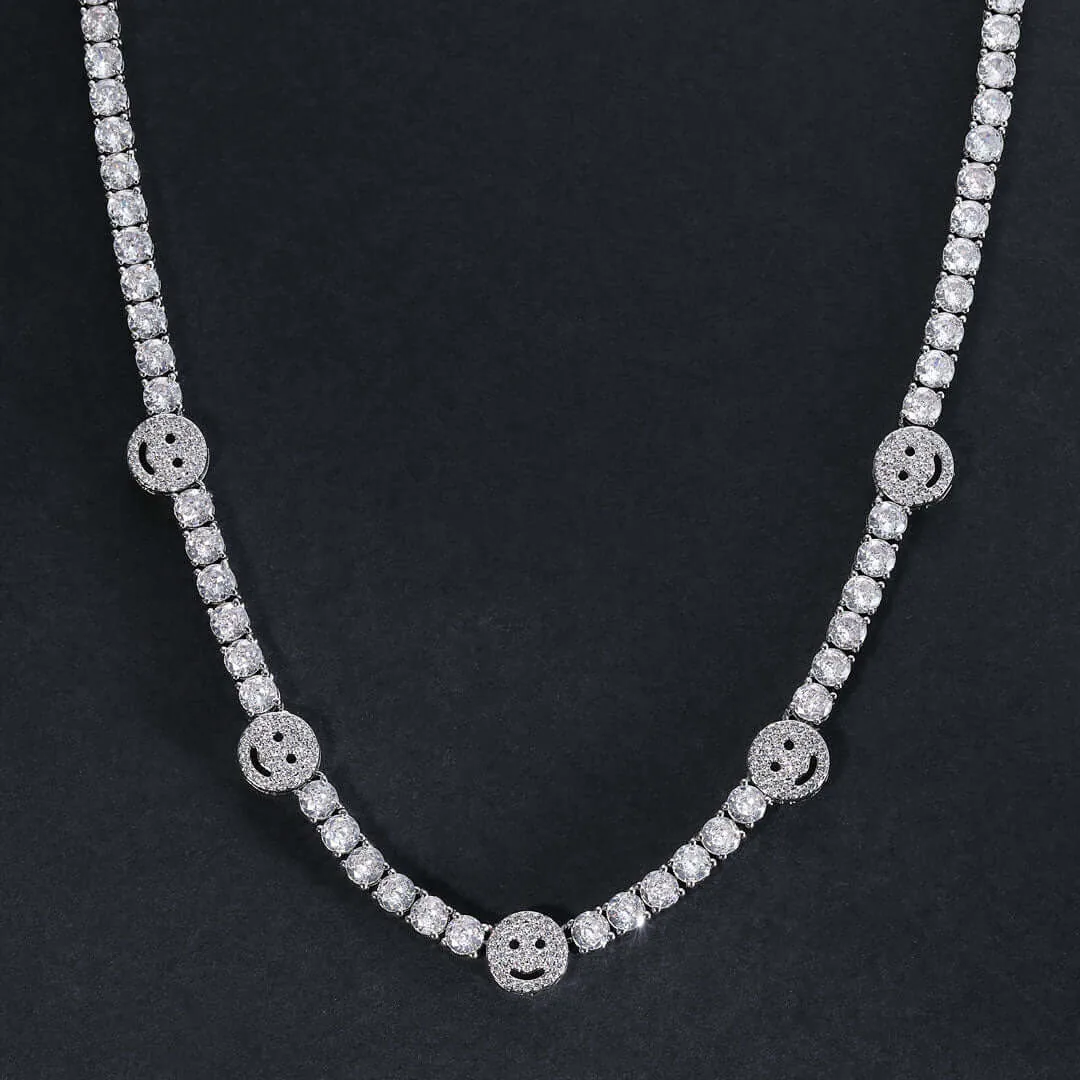 5mm Round Moissanite Tennis Chain JoyLink in 14K White Gold Closeup Full Chain View