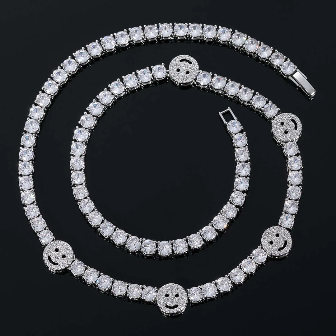 5mm Round Moissanite Tennis Chain JoyLink in 14K White Gold with exquisite shine and detail