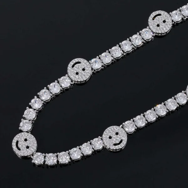 5mm Round Moissanite Tennis Chain JoyLink in 14K White Gold Front