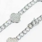 5mm Round Moissanite Tennis Chain LuxeClover in 14K White Closeup Clasp