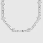 Moissanite Tennis Chain Luxe Clover - 14K White Gold, 5mm Round Cut