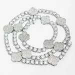 5mm Round Moissanite Tennis Chain LuxeClover in 14K White Gold Full Chain