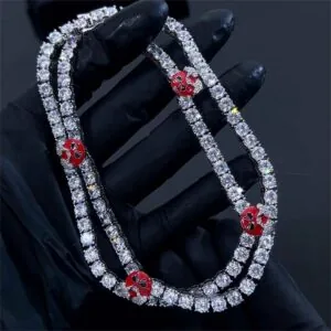 Moissanite Tennis Chain Maskade - 14K White Gold, 5mm Round Cut