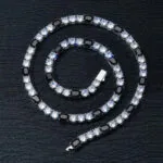 Moissanite Tennis Chain Noir Link - 14K White Gold, 5mm Round Cut