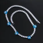 5mm Round Moissanite Tennis Chain Skullshine in 14K White Gold showcasing sparkling details