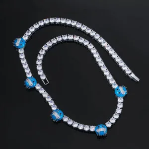 Moissanite Tennis Chain Skullshine - 14K White Gold, 5mm Round Cut