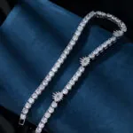 5mm Round Moissanite Tennis Chain Starlink in 14K White Gold Closeup Middle View