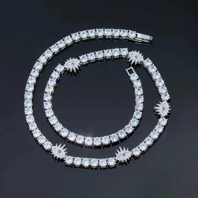 Moissanite Tennis Chain Starlink in 14K White Gold, 5mm Round Cut