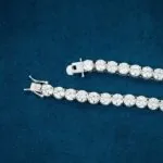 6mm Round Moissanite Tennis Chain FrostGlow in 14K White Gold Closeup Clasp