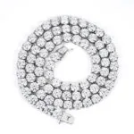 6mm Round Moissanite Tennis Chain FrostGlow in 14K White Gold Closeup Full Chain View