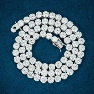 Moissanite Tennis Chain FrostGlow - 14K White Gold, 6mm Round Cut
