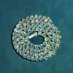 6mm Round Moissanite Tennis Chain Sparkle Loop in 14K White Gold showcasing exquisite details and brilliance.