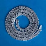 7mm Round Moissanite Tennis Chain EclatLink in 14K White Gold Closeup Back View
