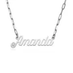 Custom Modern Name Pendant Necklace with 14K Gold