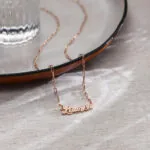 Custom Modern Name Pendant Necklace with 14K Gold