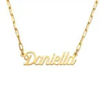 Custom Modern Name Pendant Necklace with 14K Gold