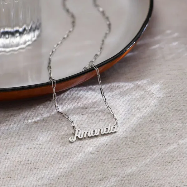 Custom Modern Name Pendant Necklace with 14K Gold