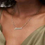 Custom Modern Name Pendant Necklace with 14K Gold