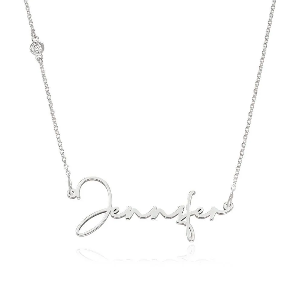 Personalizable Custom Name Pendant Necklace in 14K Gold with Moissanite Option
