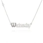 Custom Signature Name Pendant Necklace in 14K Gold with Moissanite embellishments