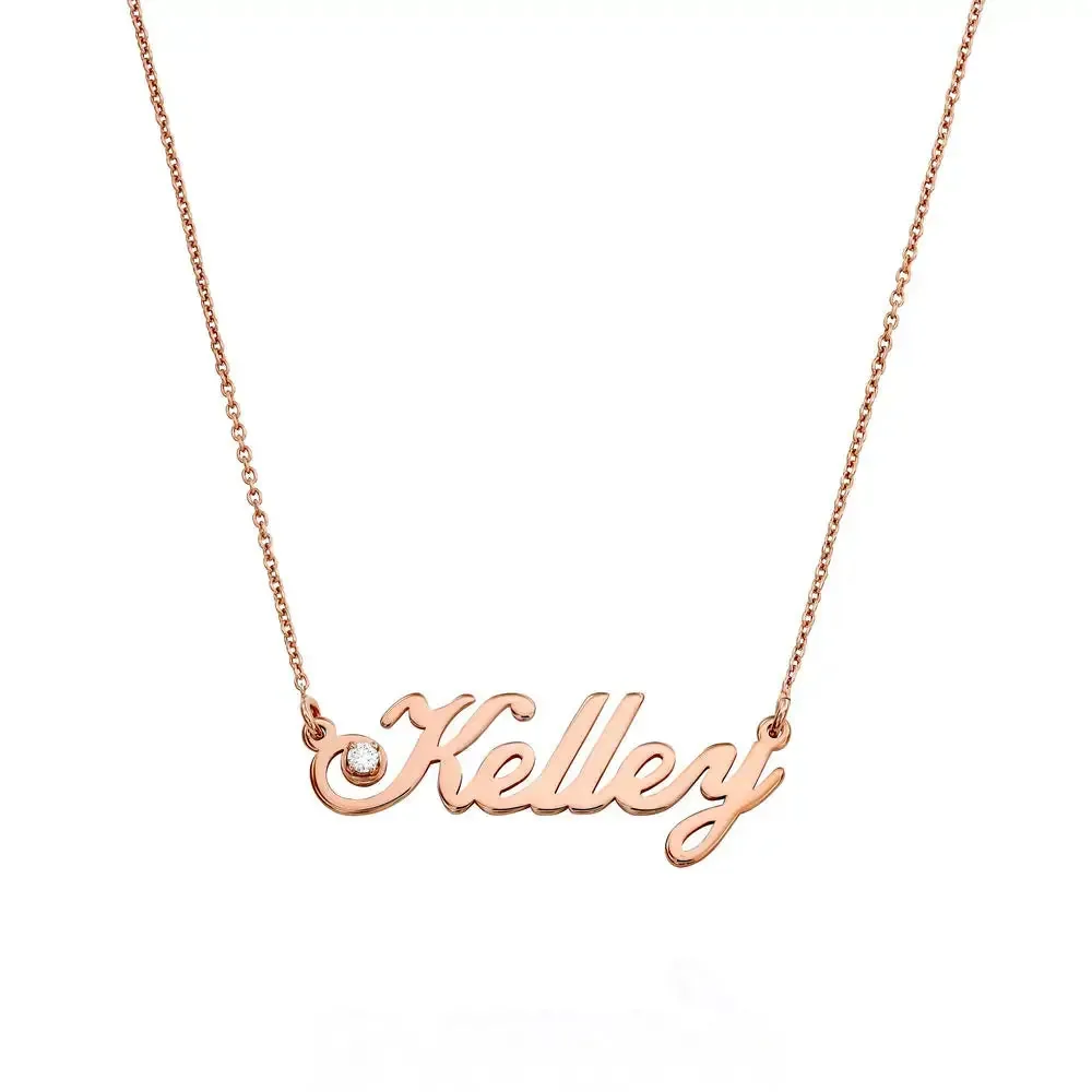 Custom Sophisticated Name Pendant Necklace in 14K Gold