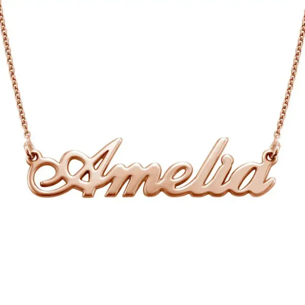 Custom Sophisticated Name Pendant Necklace in 14K Gold