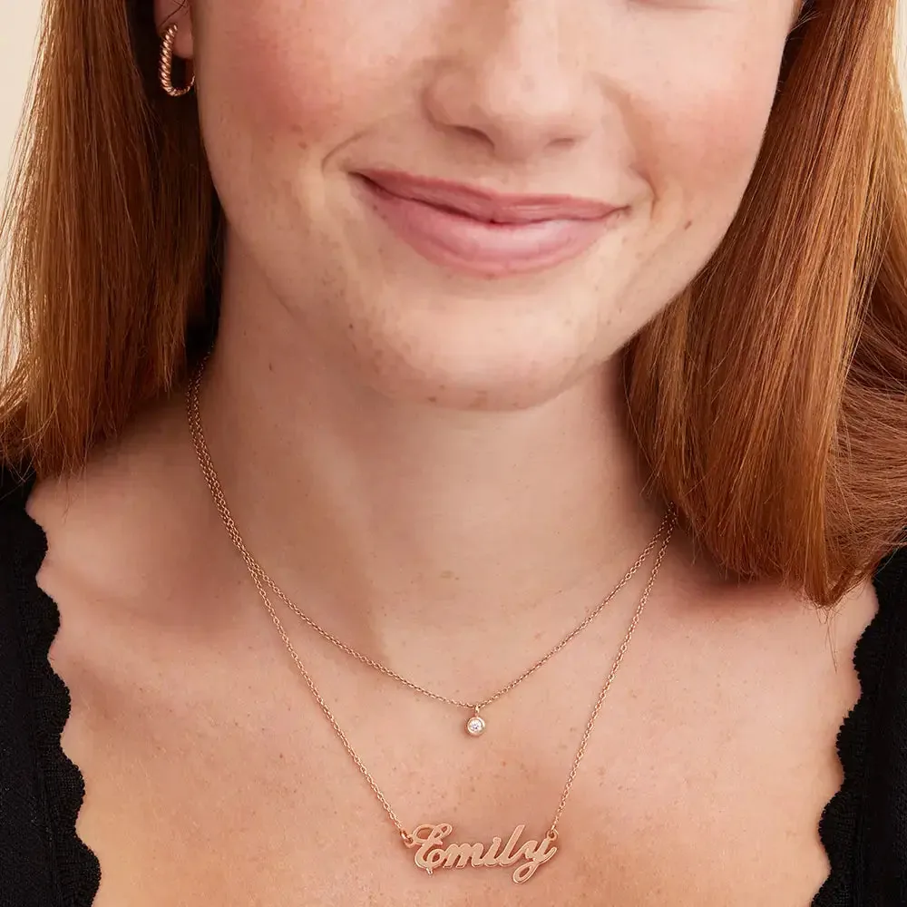 Custom Sophisticated Name Pendant Necklace in 14K Gold