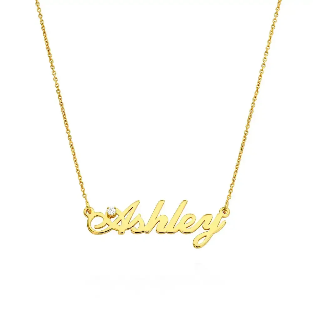 Custom Sophisticated Name Pendant Necklace in 14K Gold