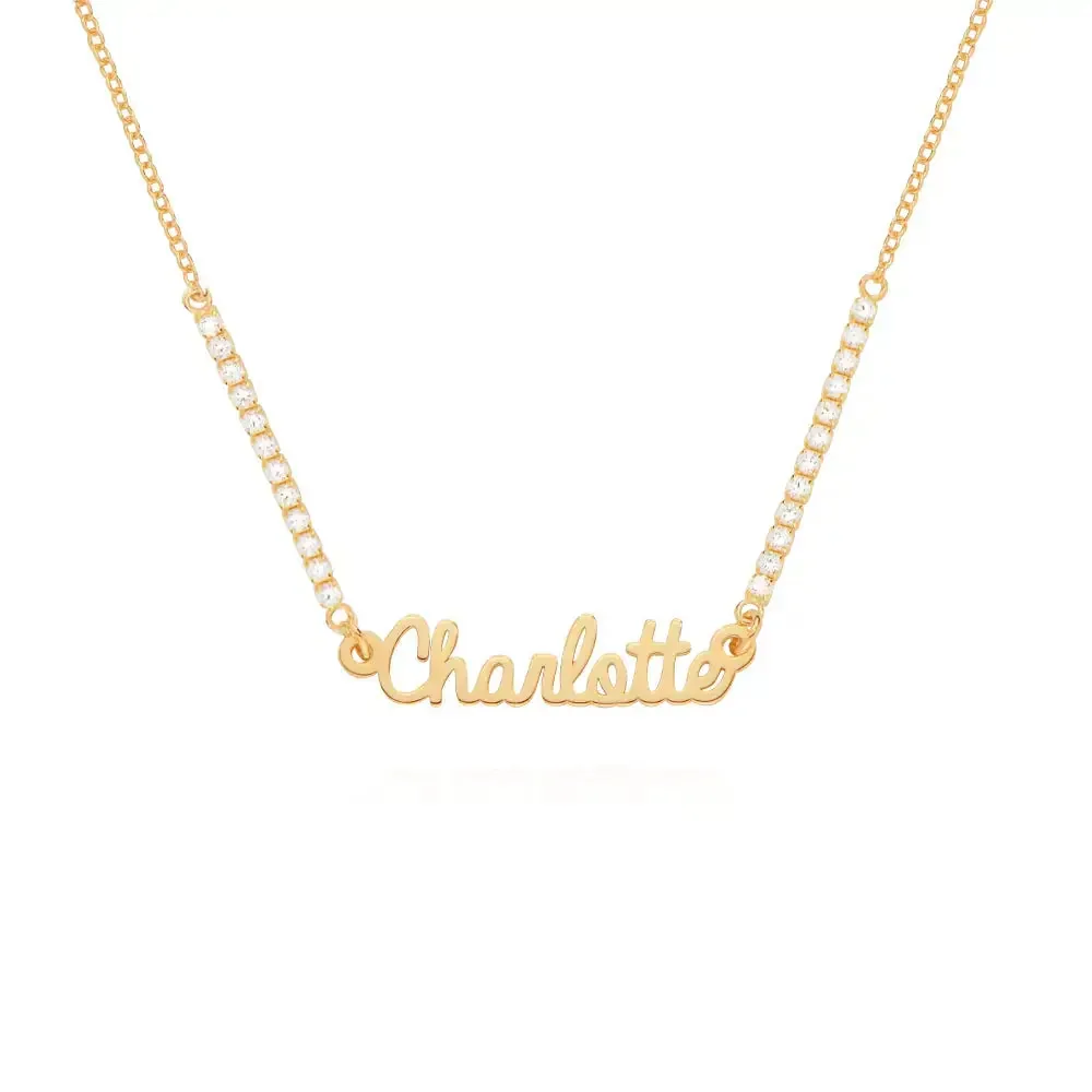 Customize Elegant Script Name Pendant in 14K Gold
