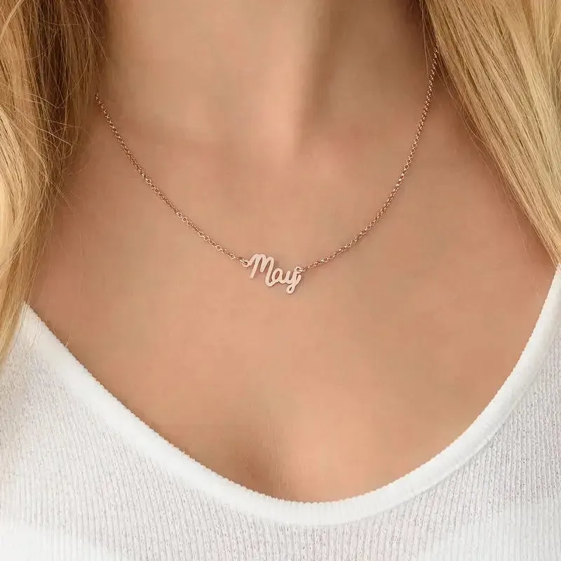 Customize Elegant Script Name Pendant in 14K Gold