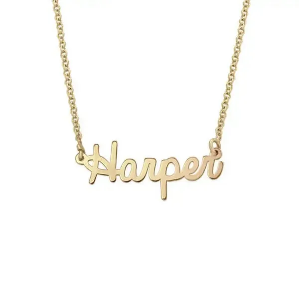 Customize Elegant Script Name Pendant in 14K Gold