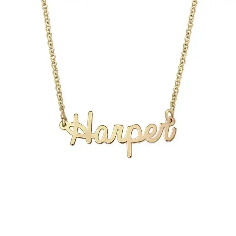 Customize Elegant Script Name Pendant in 14K Gold