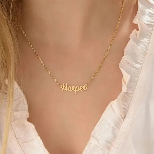 Customize Elegant Script Name Pendant in 14K Gold
